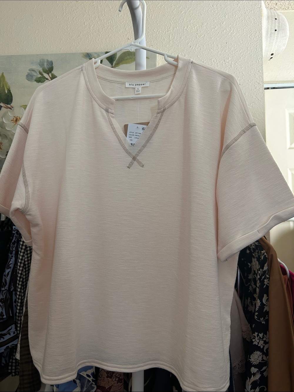 Blu Pepper Light Pink Short Sleeve Boxy Tee